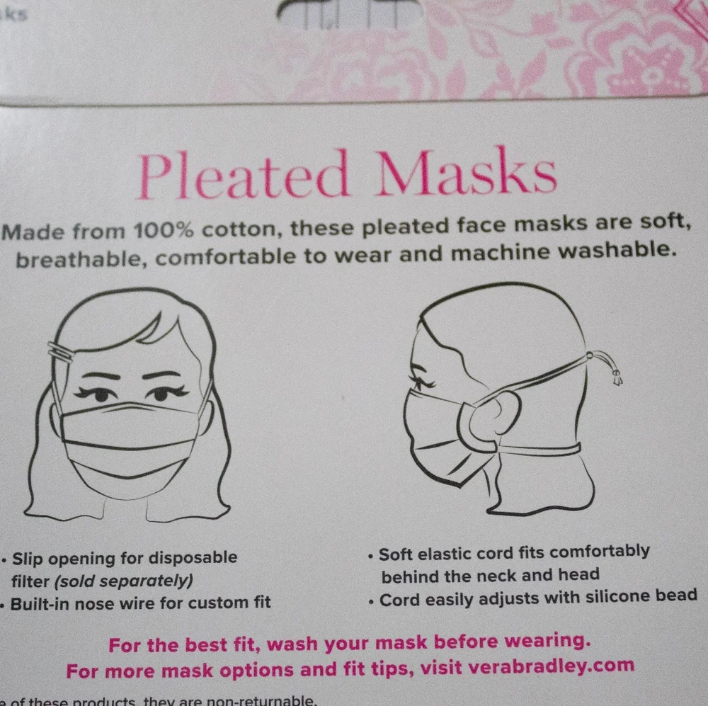 Vera Bradley Blue Pleated Masks